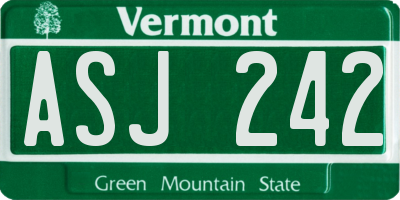VT license plate ASJ242