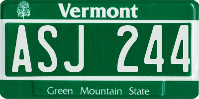 VT license plate ASJ244