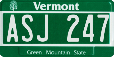 VT license plate ASJ247
