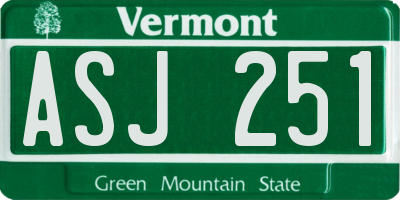 VT license plate ASJ251