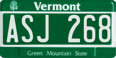 VT license plate ASJ268