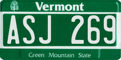 VT license plate ASJ269