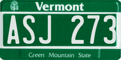 VT license plate ASJ273