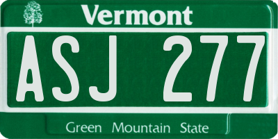 VT license plate ASJ277
