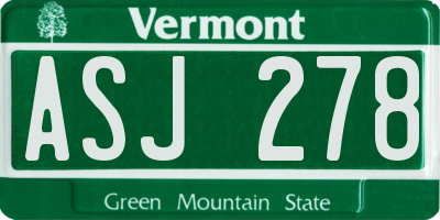 VT license plate ASJ278