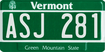 VT license plate ASJ281