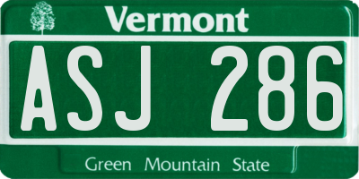 VT license plate ASJ286