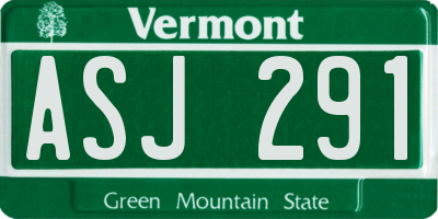 VT license plate ASJ291