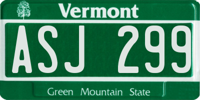 VT license plate ASJ299