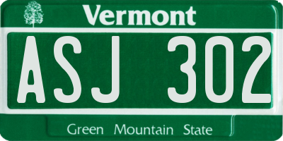 VT license plate ASJ302