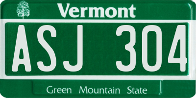 VT license plate ASJ304