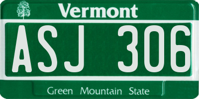 VT license plate ASJ306