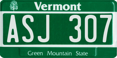 VT license plate ASJ307