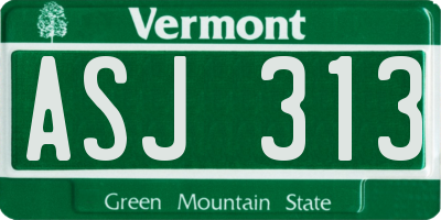 VT license plate ASJ313