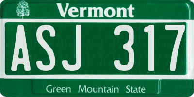 VT license plate ASJ317