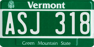 VT license plate ASJ318