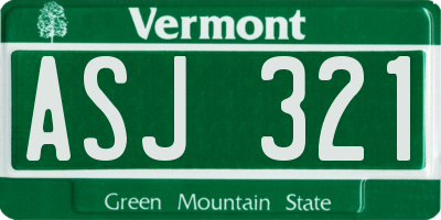 VT license plate ASJ321