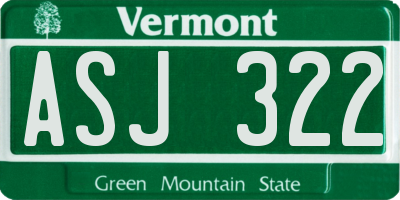 VT license plate ASJ322