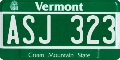 VT license plate ASJ323