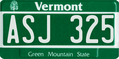 VT license plate ASJ325
