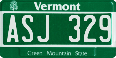 VT license plate ASJ329