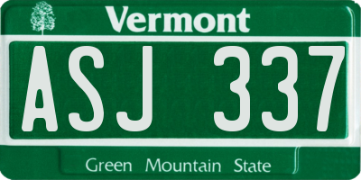 VT license plate ASJ337