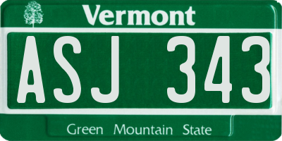 VT license plate ASJ343
