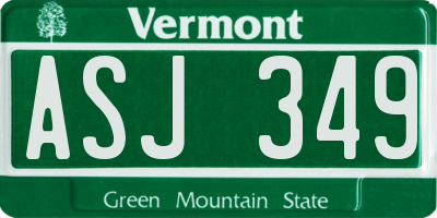 VT license plate ASJ349