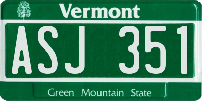 VT license plate ASJ351