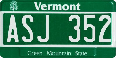 VT license plate ASJ352
