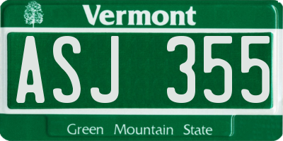 VT license plate ASJ355
