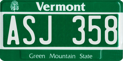 VT license plate ASJ358