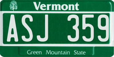 VT license plate ASJ359