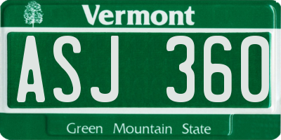 VT license plate ASJ360