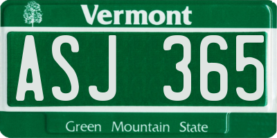 VT license plate ASJ365