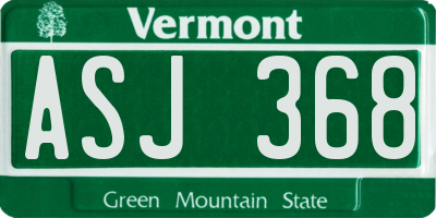 VT license plate ASJ368