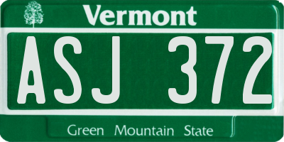 VT license plate ASJ372