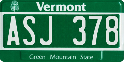 VT license plate ASJ378