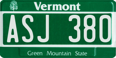 VT license plate ASJ380