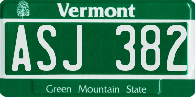 VT license plate ASJ382