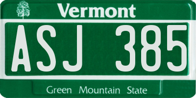 VT license plate ASJ385