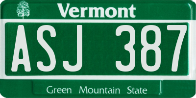 VT license plate ASJ387