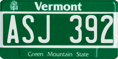 VT license plate ASJ392