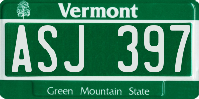 VT license plate ASJ397