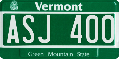 VT license plate ASJ400