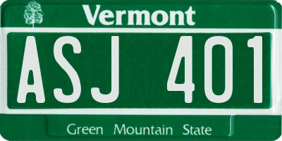 VT license plate ASJ401