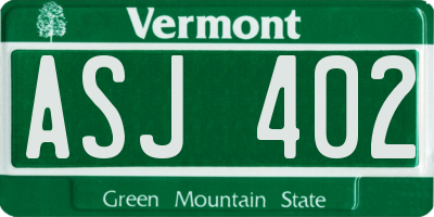 VT license plate ASJ402