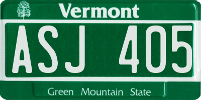 VT license plate ASJ405