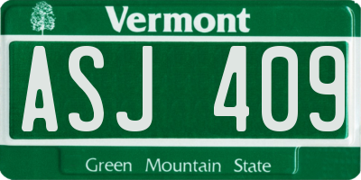 VT license plate ASJ409