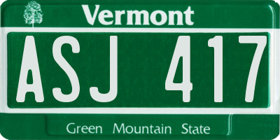 VT license plate ASJ417